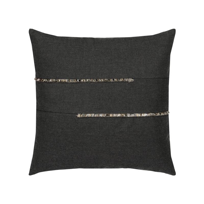 Elaine Smith 20" x 20" Micro Fringe Carbon Sunbrella Outdoor Pillow