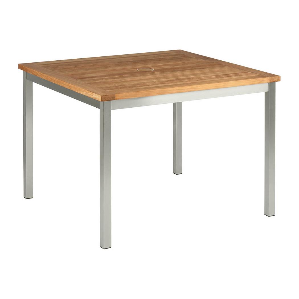 Barlow Tyrie Equinox 38" Stainless Steel Square Dining Table - Teak Top