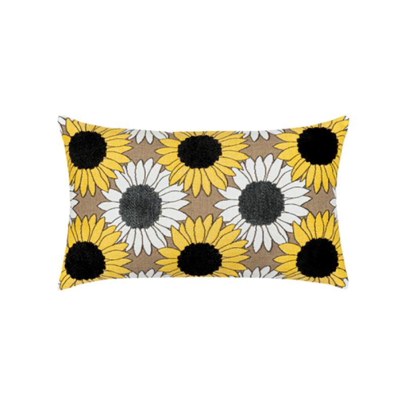 Elaine Smith 20" x 12" Sunflower Field Sunbrella Outdoor Lumbar Pillow
