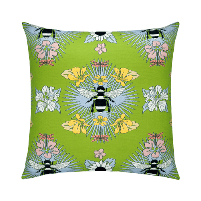 Elaine Smith 22" x 22" Tropical Bee Spring Sunbrella Outdoor Pillow