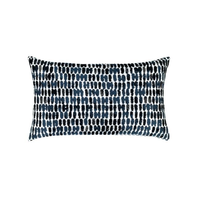 Elaine Smith 20&quot; x 12&quot; Thumbprint Indigo Sunbrella Outdoor Lumbar Pillow