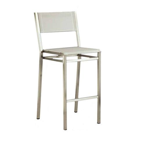 Barlow Tyrie Equinox Stacking Sling Counter Side Chair - Raw Stainless Steel