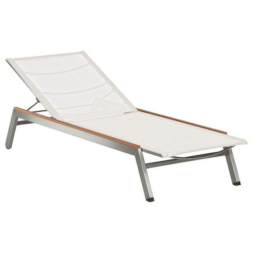 Barlow Tyrie Equinox Stacking Sling Chaise Lounge - Raw Stainless Steel