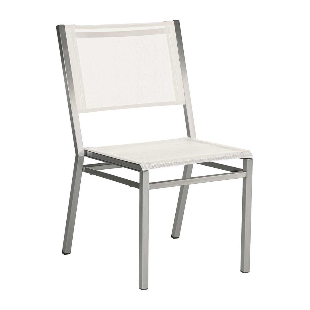 Barlow Tyrie Equinox Stacking Sling Dining Side Chair - Raw Stainless Steel
