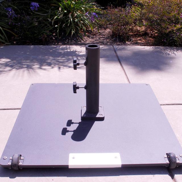 Galtech Square Steel Plate 95 lb. Umbrella Base with Wheels