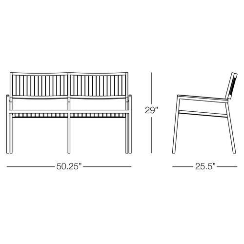 Kannoa Sicilia Aluminum Loveseat - Dimension Kannoa Sicilia Aluminum Loveseat - Dimension
