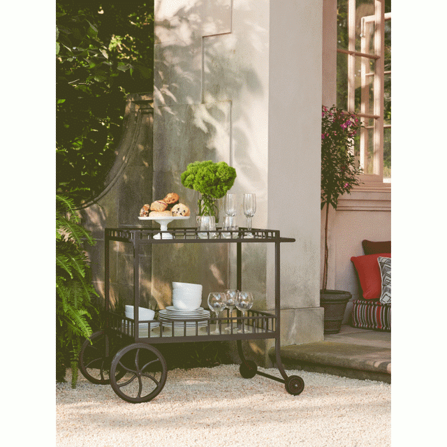 Lane Venture Winterthur Estate Outdoor Bar Cart with Wheels
