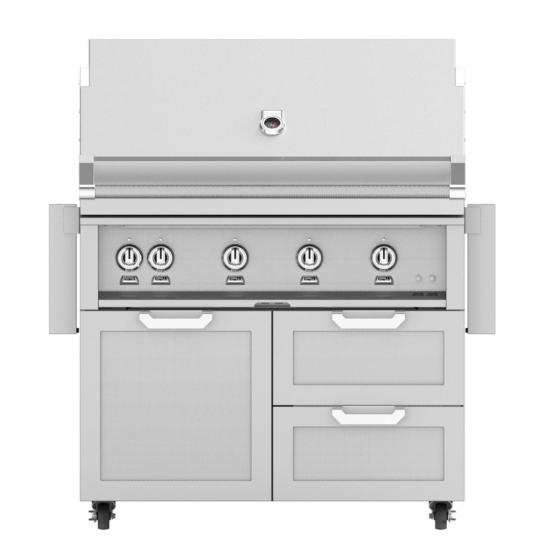 Hestan 42" Freestanding Gas Grill with Rotisserie on Combo Tower Cart