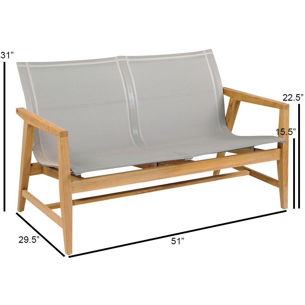 Kingsley Bate Marin Sling/Teak Club Settee - Dimensions Kingsley Bate Marin Sling/Teak Club Settee - Dimensions