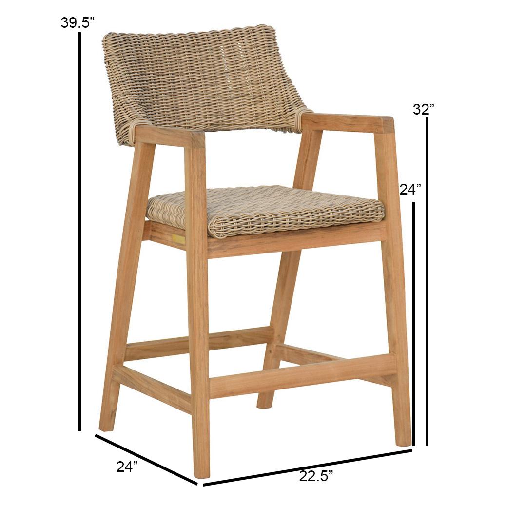 Kingsley Bate Spencer Teak/Woven Counter Stool - Dimensions Kingsley Bate Spencer Teak/Woven Counter Stool - Dimensions