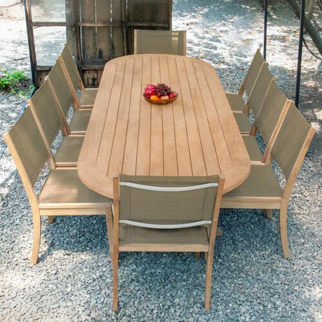 POVL Outdoor Calera Teak/Sling Dining Side Chair
