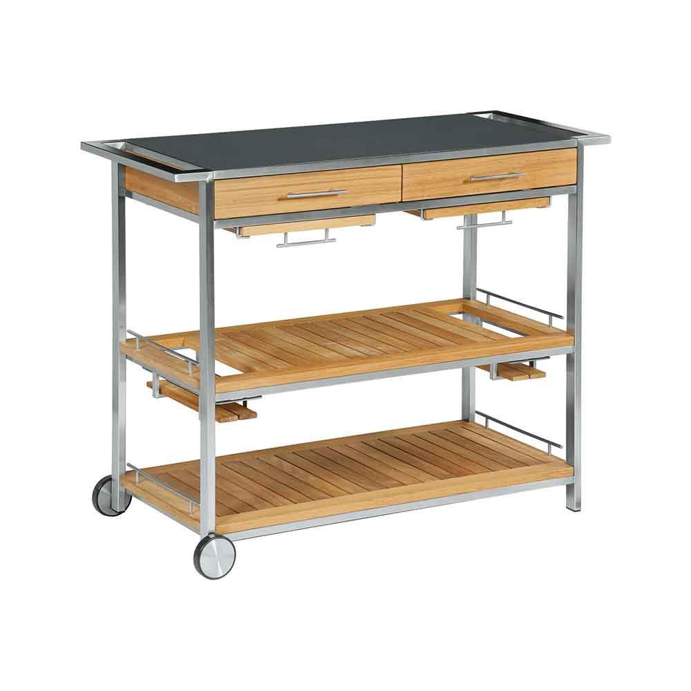 Barlow Tyrie Mercury Serving Table Cart