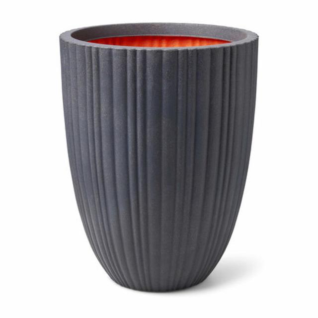 Capi Urban Elegant Vase Low Tube Planter - Dark Grey