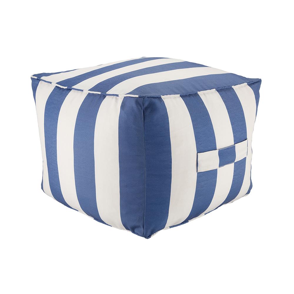 Jaipur Living Chatham Striped Blue White Cuboid Outdoor Pouf