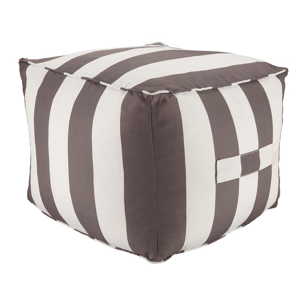 Jaipur Living Chatham Striped Gray White Cuboid Outdoor Pouf