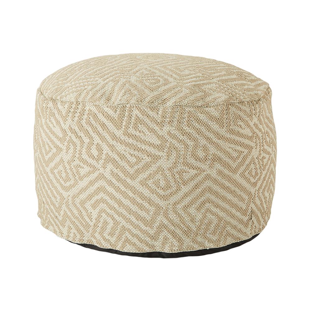 Jaipur Living Fenne Tribal Taupe White Cylinder Outdoor Pouf