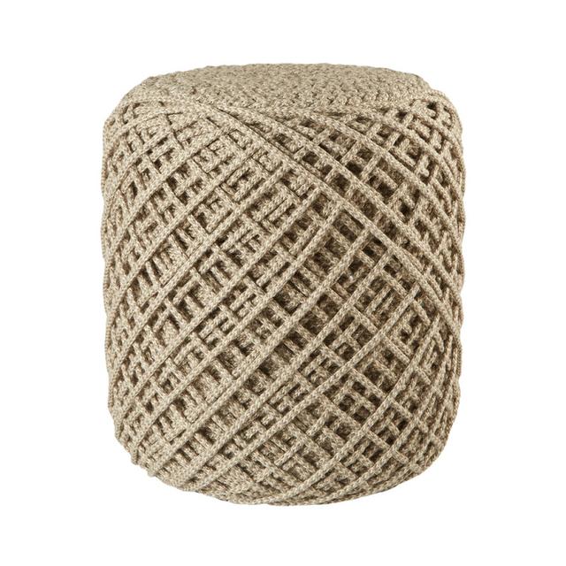 Jaipur Living Lykke Solid Taupe Cylinder Outdoor Pouf