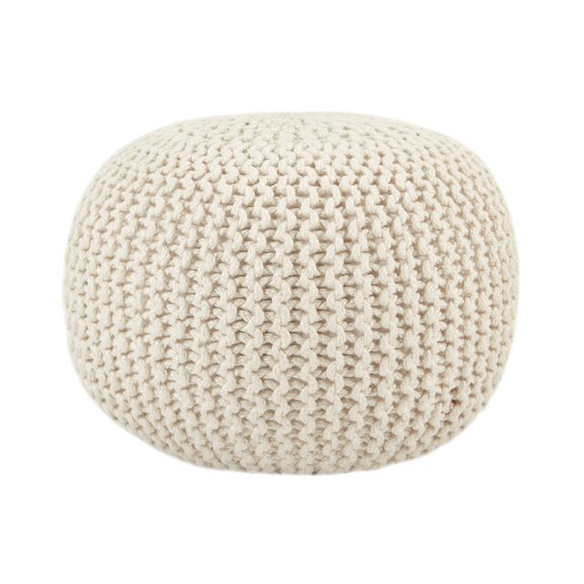 Jaipur Living Asilah Solid White Cylinder Outdoor Pouf