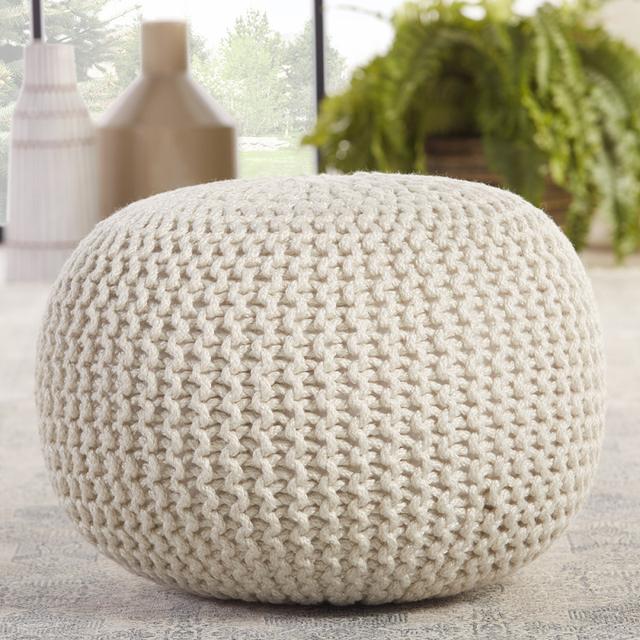 Jaipur Living Asilah Solid White Cylinder Outdoor Pouf