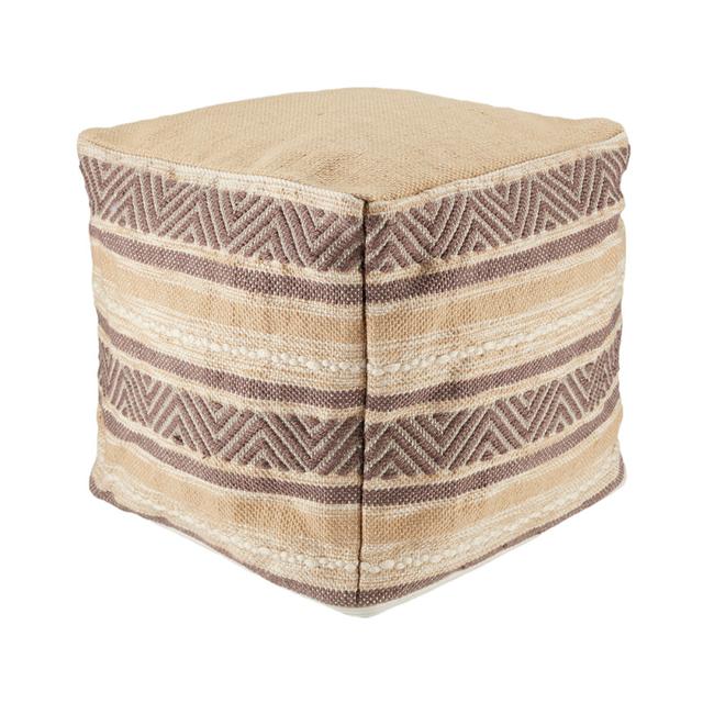 Jaipur Living Carcaba Striped Beige Gray Outdoor Pouf
