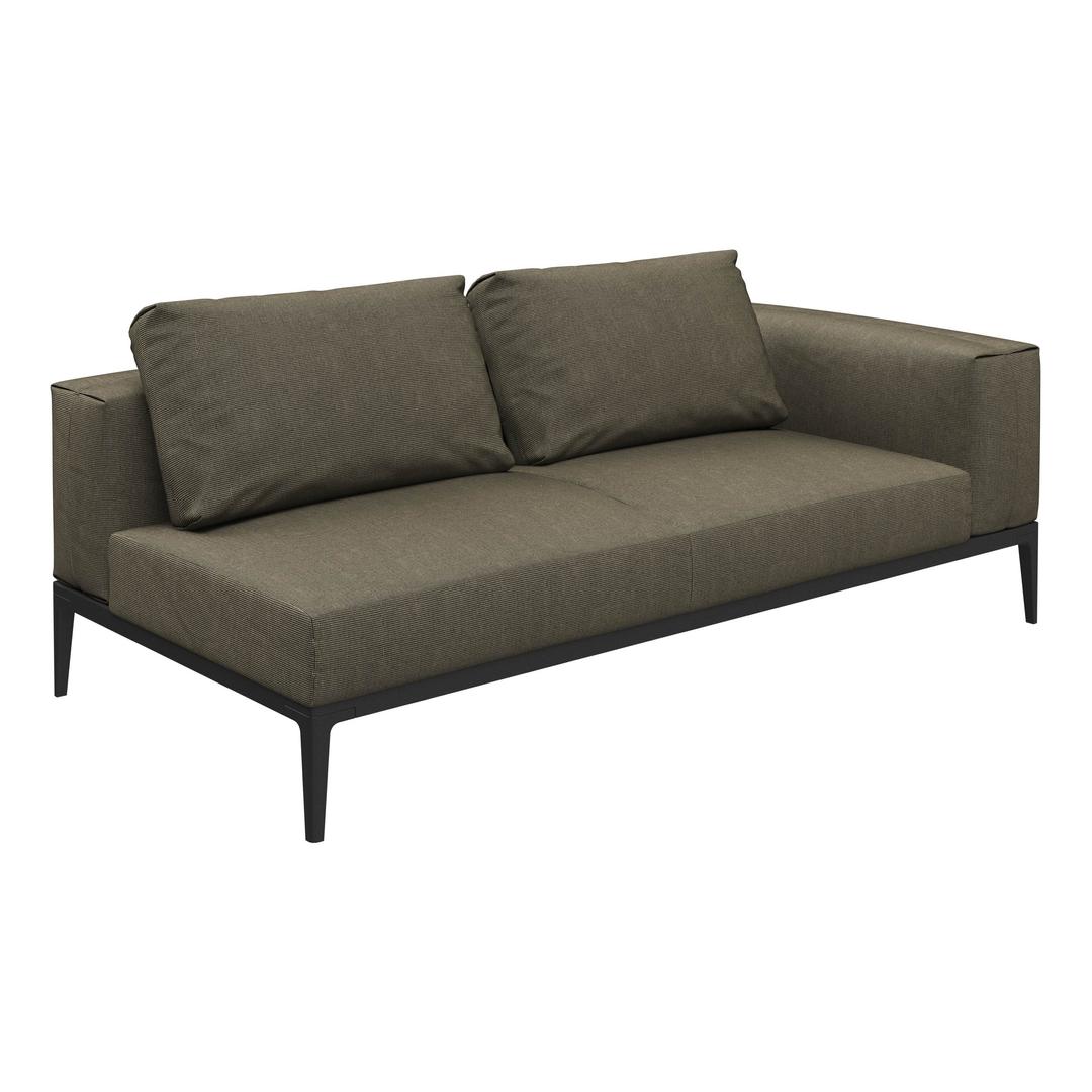 Gloster Grid Upholstered Right End 2-Seater Outdoor Sectional Unit