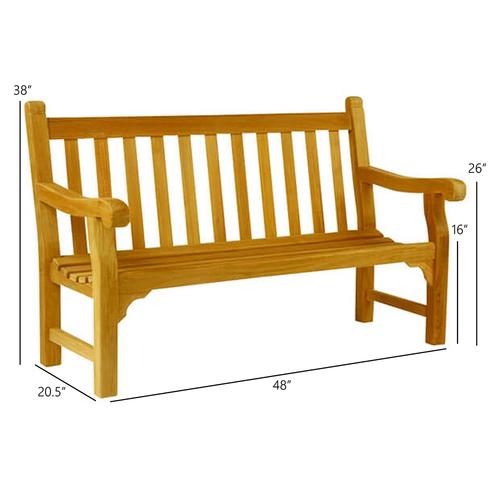 Kingsley Bate Hyde Park 4' Bench - Dimension Kingsley Bate Hyde Park 4' Bench - Dimension