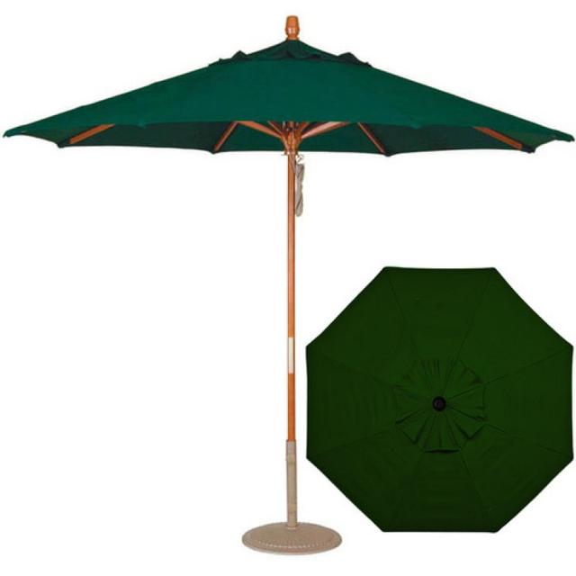 Treasure Garden 9' Octagonal Hardwood Quad Pulley Lift Umbrella