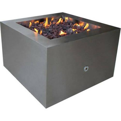 Bentintoshape 35" Square Stainless Steel Fire Pit w/ Hidden Tank