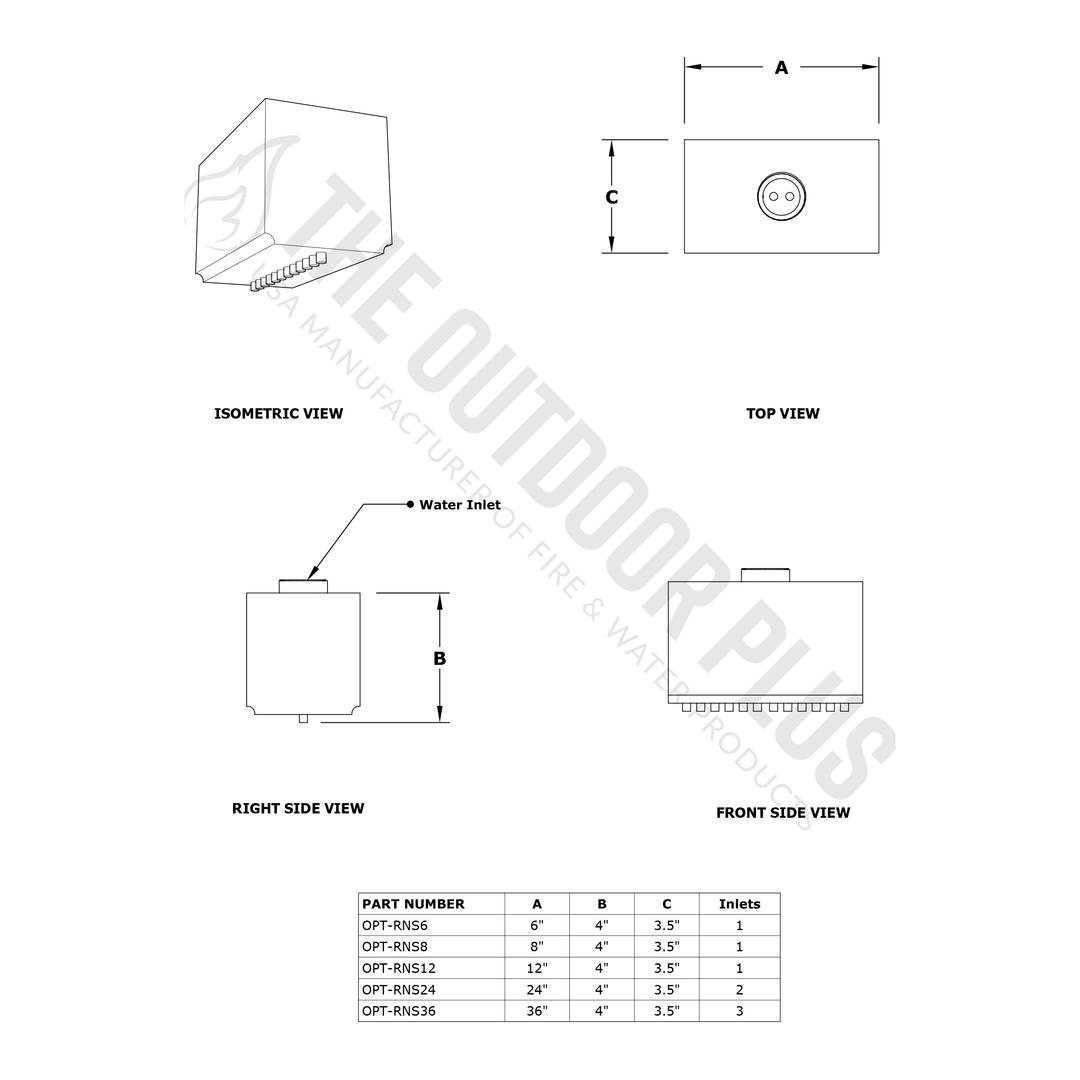 Scupper Width Table The Outdoor Plus Radius Scupper - 12
