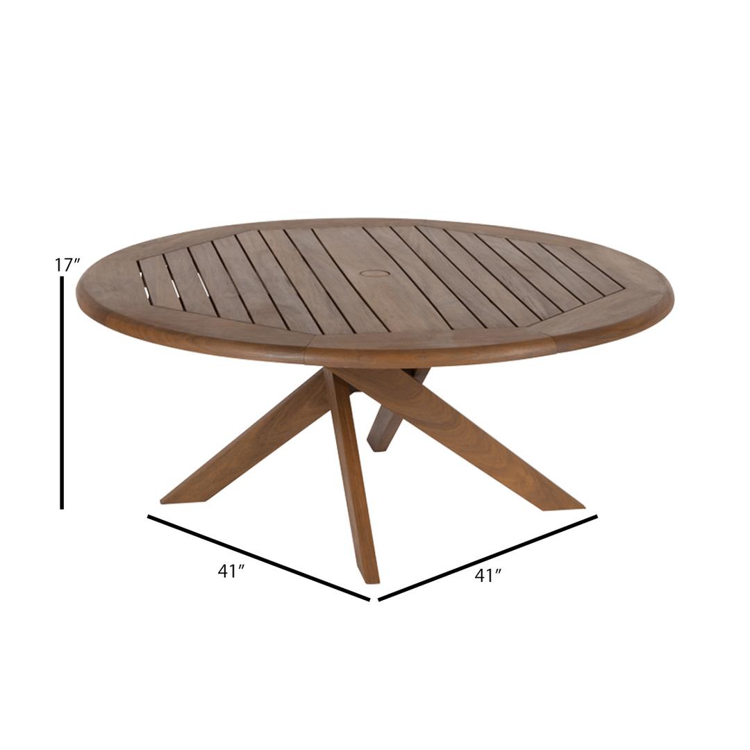 Jensen Outdoor Topaz 41" Ipe Wood Round Coffee Table | AuthenTEAK